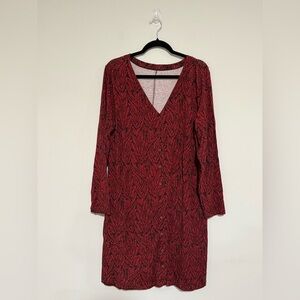 Garnet Hill Phoebe Button Front Jersey Knit Mini Dress Size XL Long Sleeve